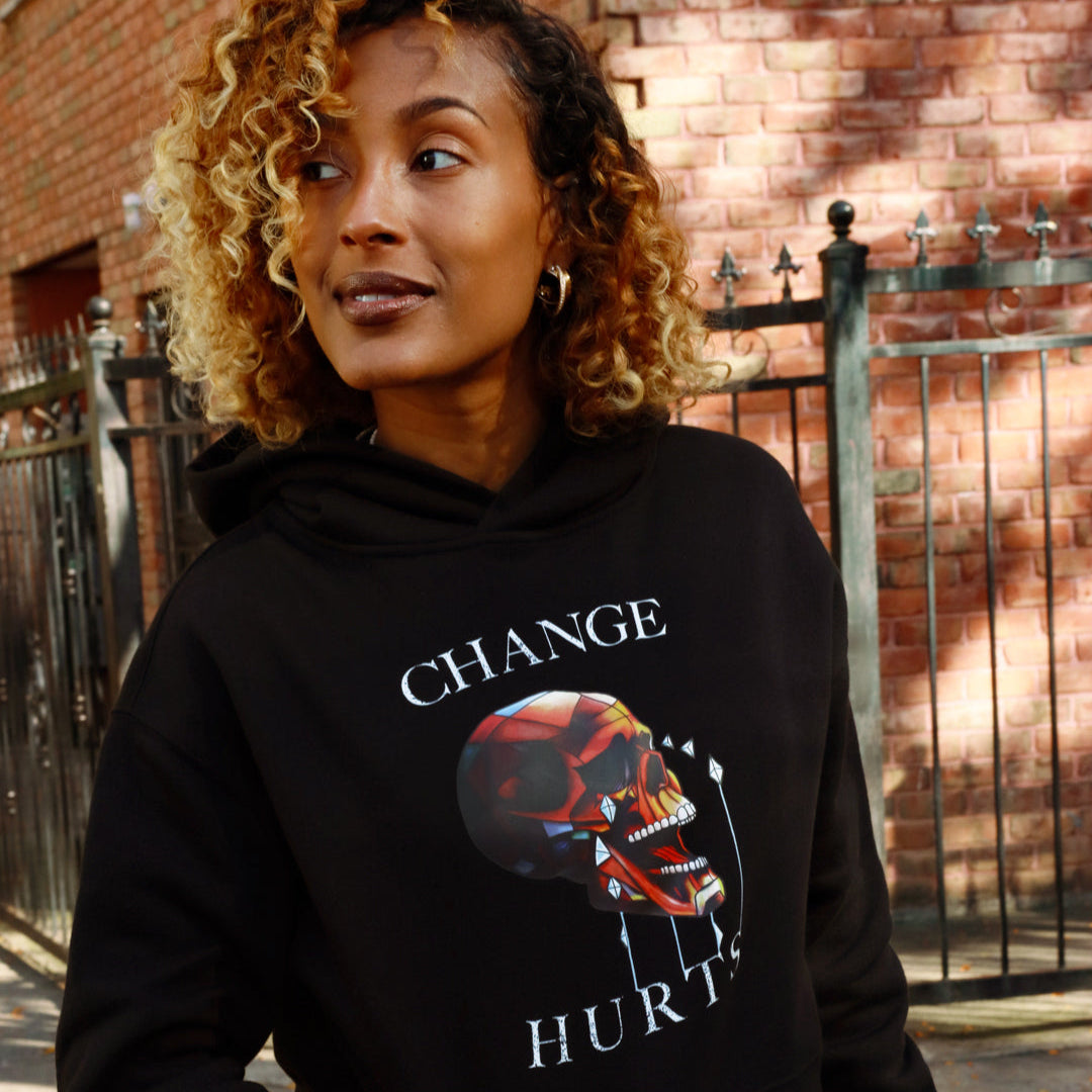 Change Hurts Crop Top Hoodie - Black
