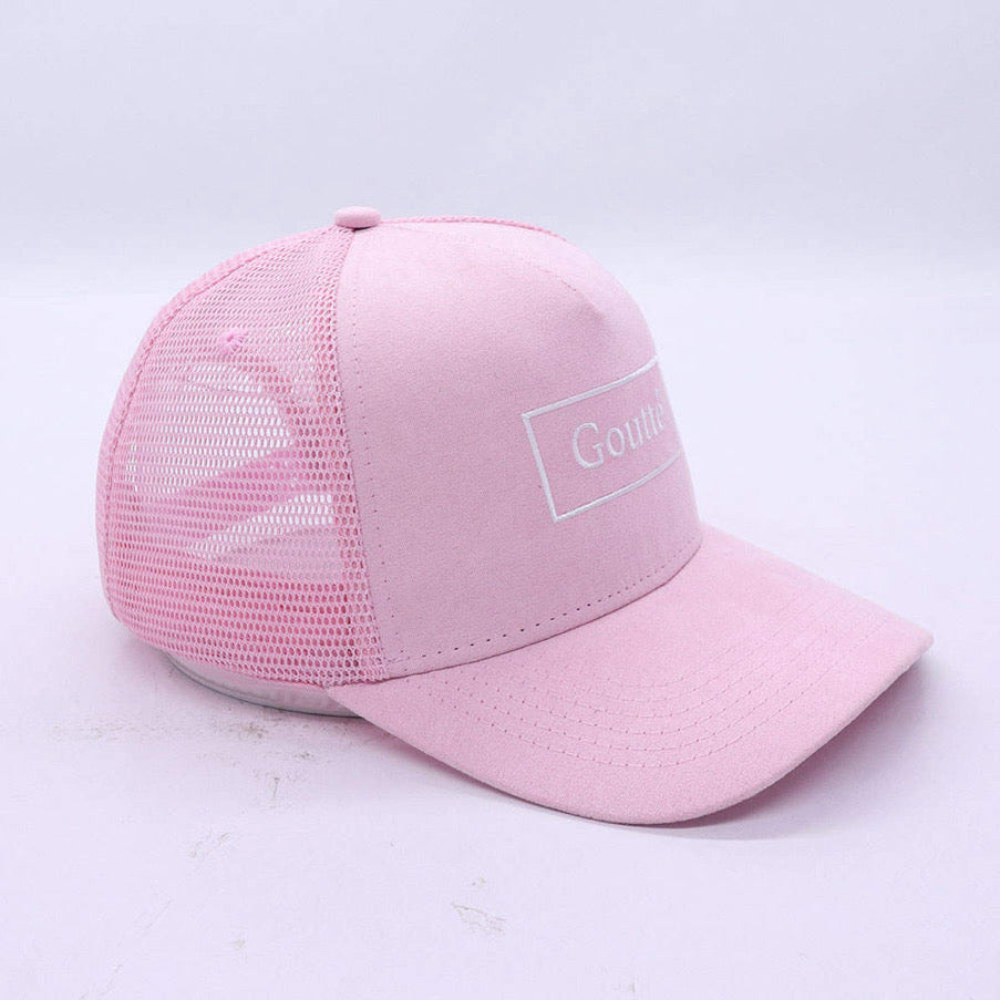 The Perfect Pink Suede Trucker Hat