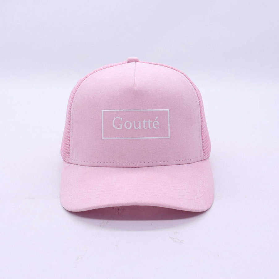 The Perfect Pink Suede Trucker Hat