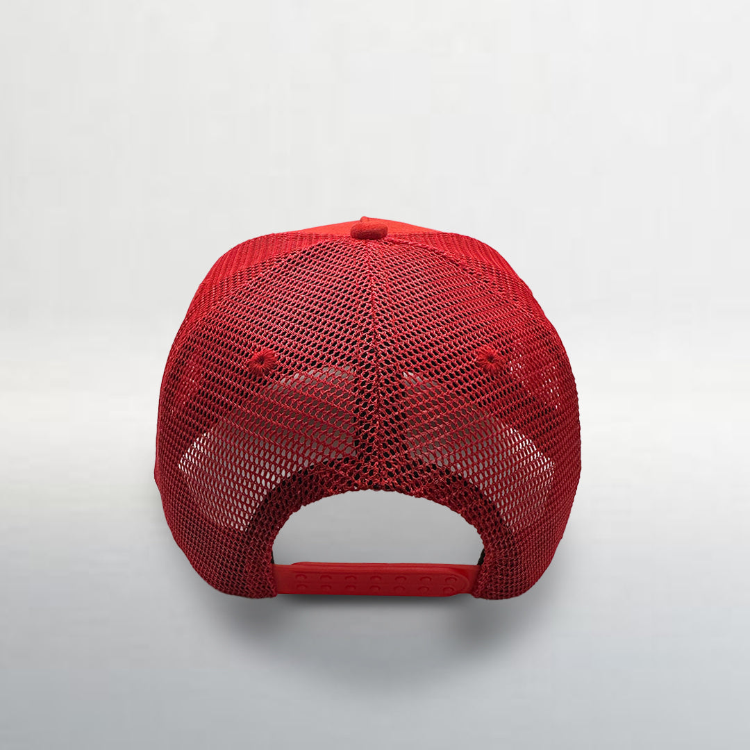 Red into October Suede Trucker Hat