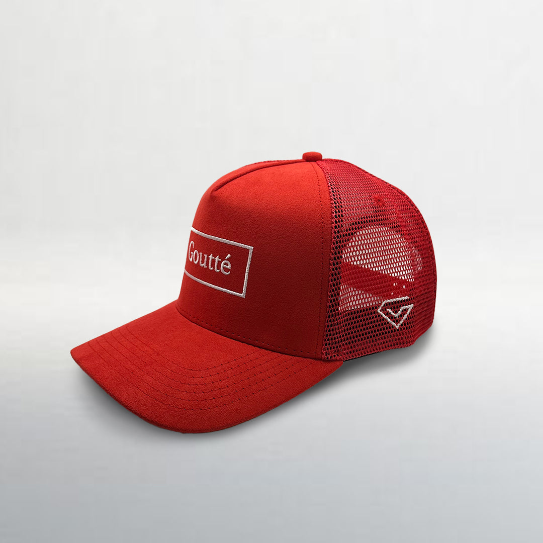 Red into October Suede Trucker Hat