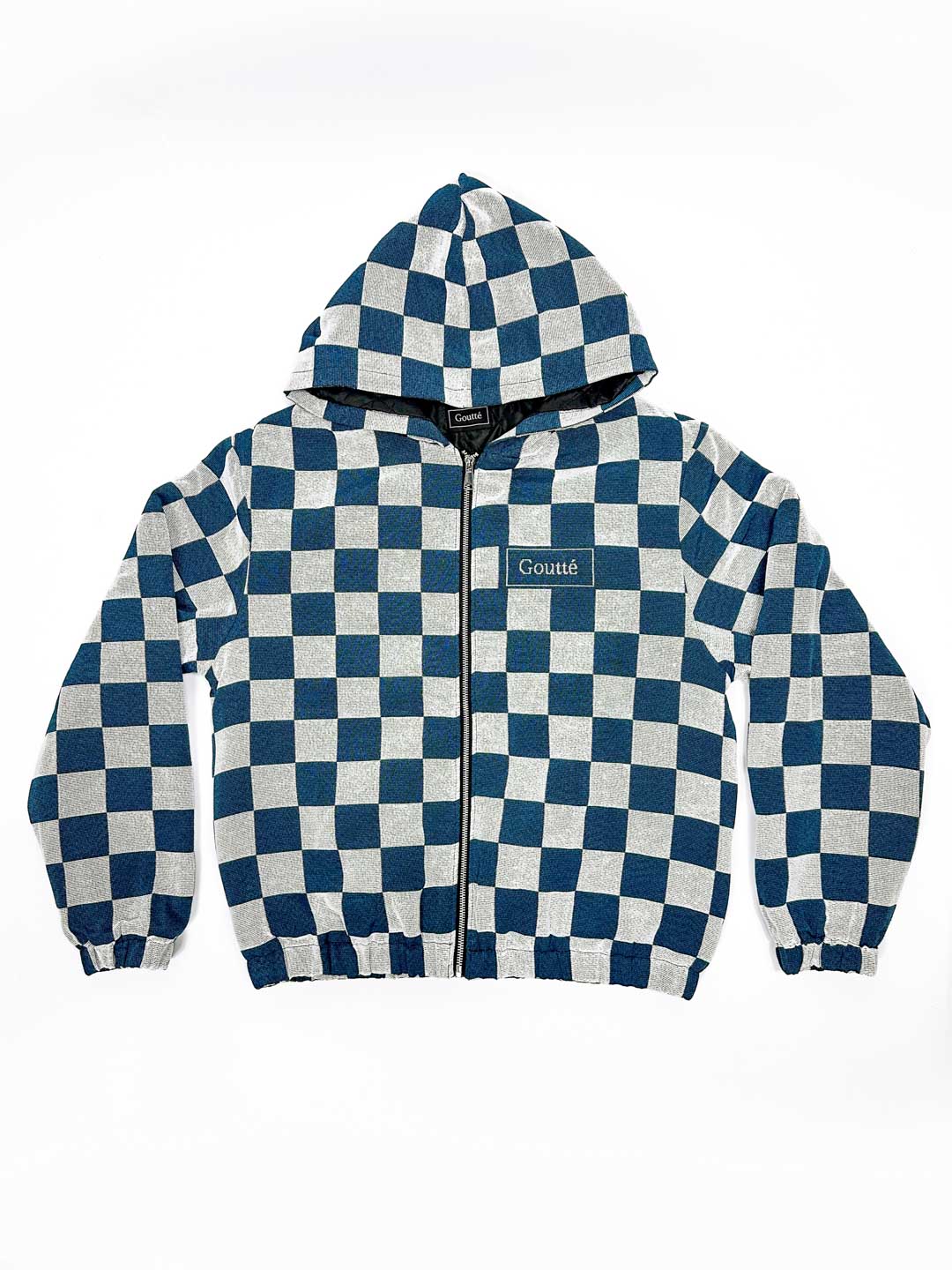 Level the Playing Field - Tapestry Hoodie - Blue and White Chessboard Pattern