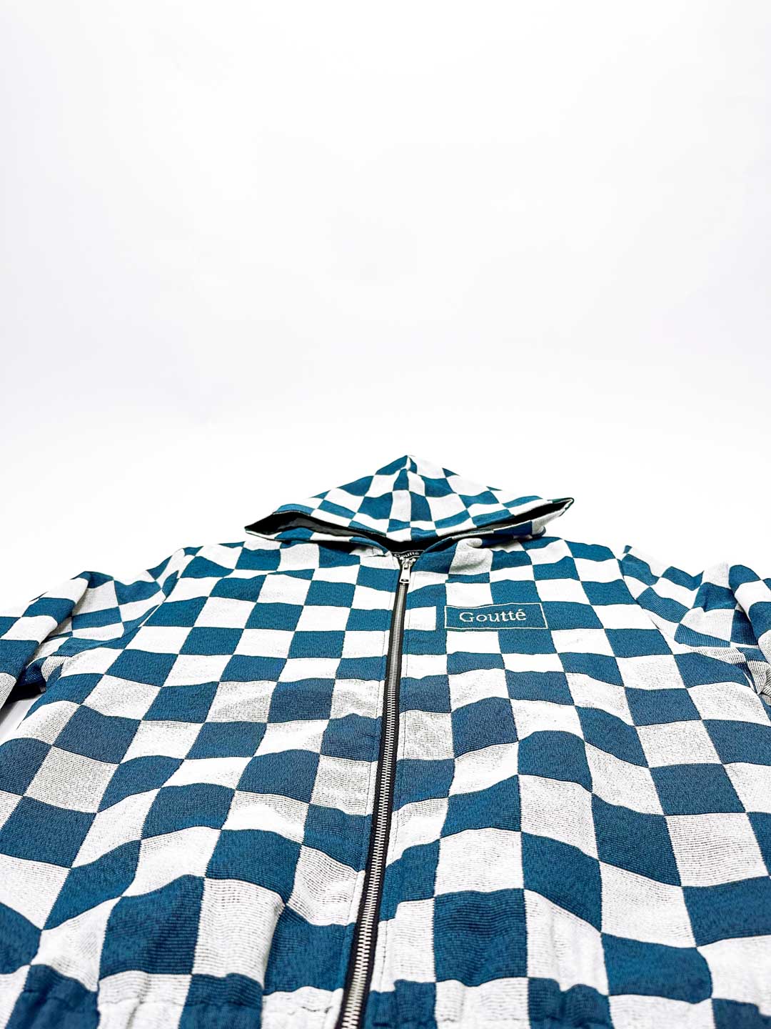 Level the Playing Field - Tapestry Hoodie - Blue and White Chessboard Pattern