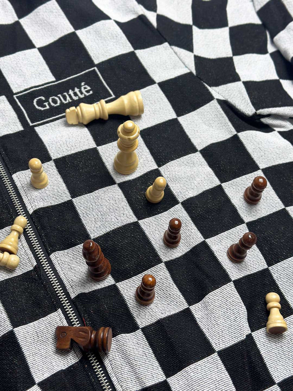 Level the Playing Field - Tapestry Hoodie - Black and White Chessboard Pattern