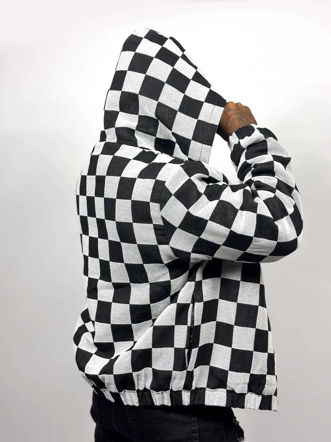 Level the Playing Field - Tapestry Hoodie - Black and White Chessboard Pattern