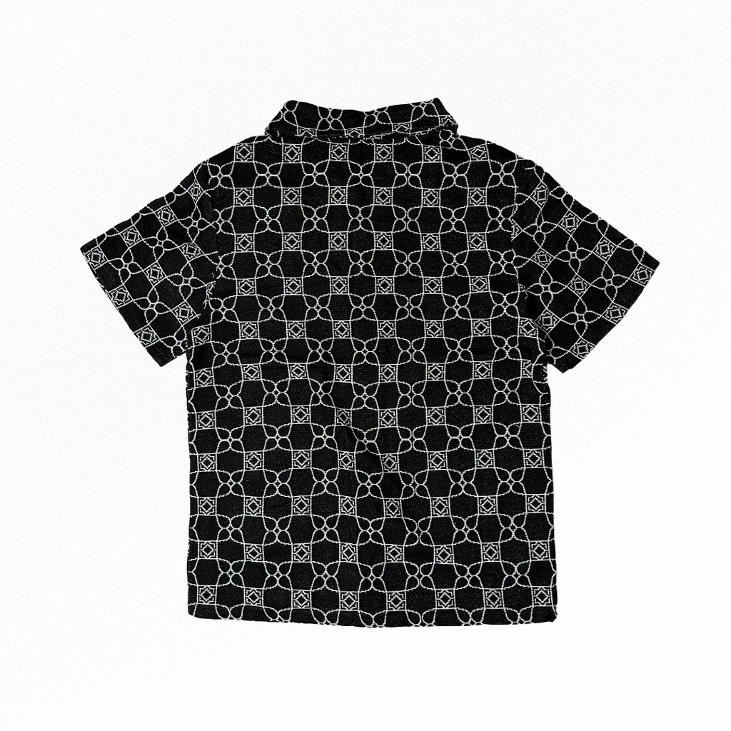 Black Drip Pattern Tapestry Shirt and Shorts Set - Goutté Summer