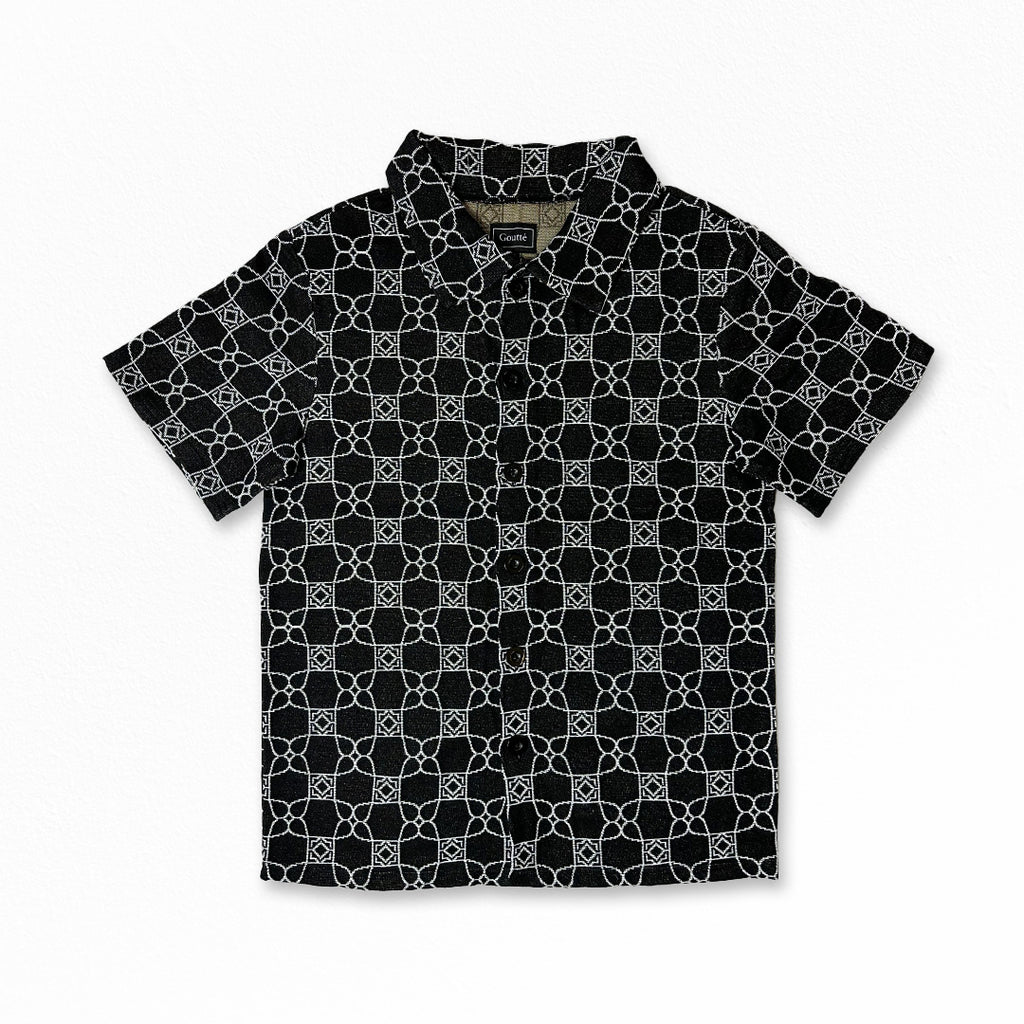 Black Drip Pattern Tapestry Shirt and Shorts Set - Goutté Summer