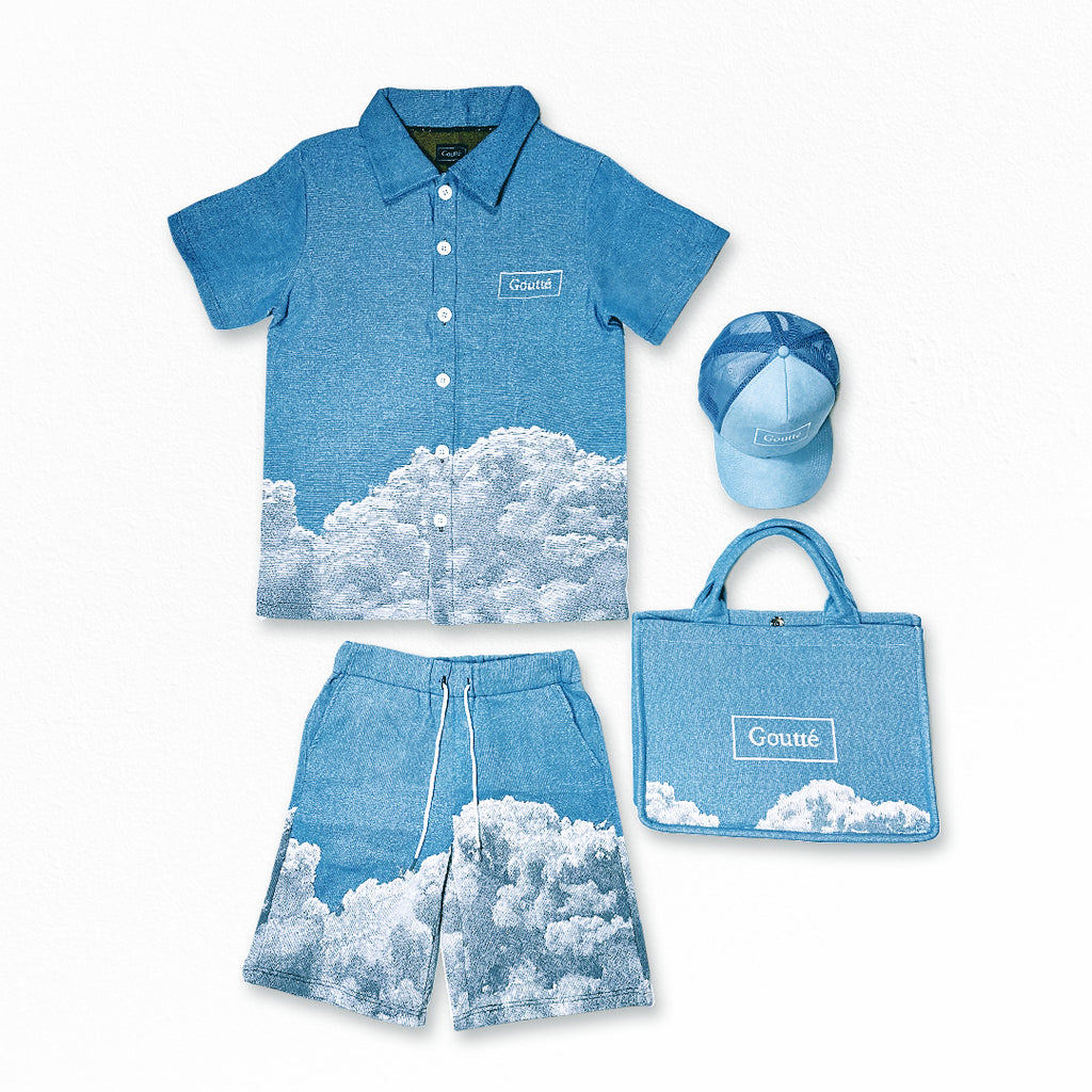 Blue Skies Tapestry Shirt and Shorts Set - Goutté Summer