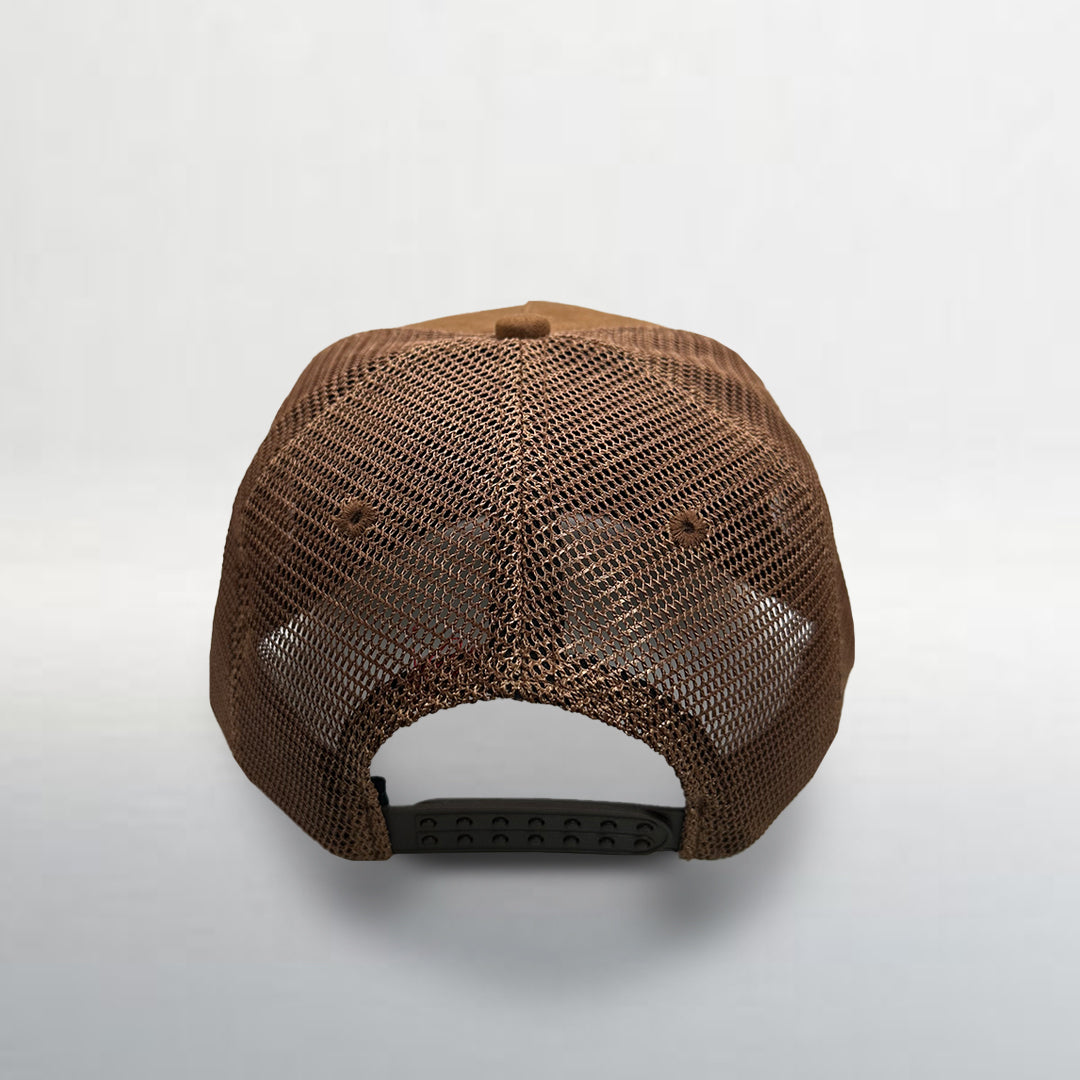 Autumn Brown Suede Trucker Hat